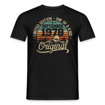 September 1978 Birthday Gift September 1978 - Men's T-Shirt - black - Front - AI Model Male 178 light (178cm)