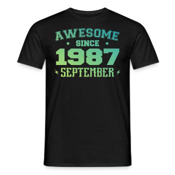 September 1987 Birthday Gift September 1987 - Men's T-Shirt - black - Front - AI Model Male 178 light (178cm)