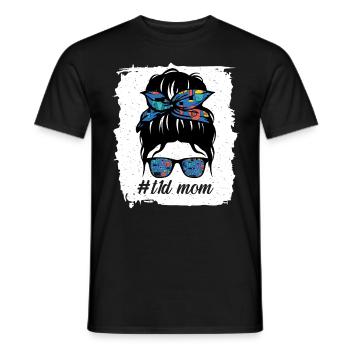 T1D Mom Blue and Gray Ribbon Messy Bun Juvenile - Men's T-Shirt - black - Front - AI Model Male 178 light (178cm)
