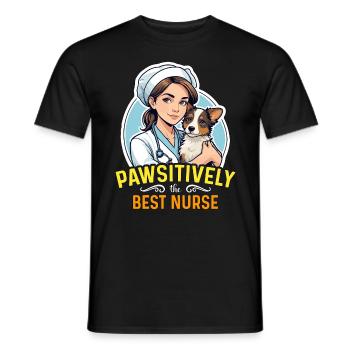 Veterinary Nurse Pawsitively The Best Animal Lover - Men's T-Shirt - black - Front - AI Model Male 178 light (178cm)