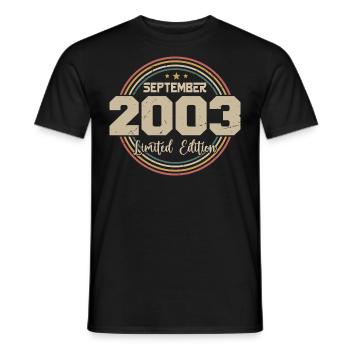 September 2003 Geburtstagsgeschenk 2003 - Männer T-Shirt - Schwarz - Vorne - AI Model Male 178 light (178cm)