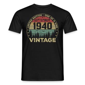 September 1940 Jahrgang 1940er Jahre Geburtstagsgeschenk - Männer T-Shirt - Schwarz - Vorne - AI Model Male 178 light (178cm)