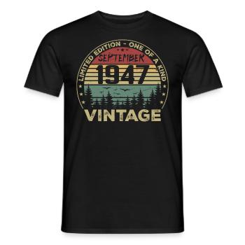Septembre 1947 Vintage Cadeau D'anniversaire 1947 - T-shirt homme - noir - Devant - AI Model Male 178 light (178cm)