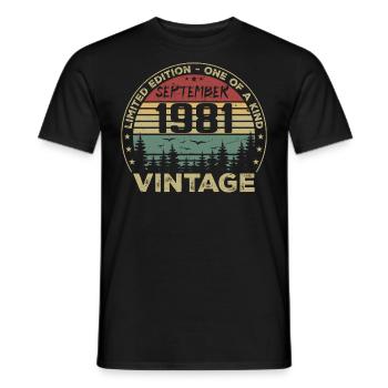 September 1981 Vintage Geburtstagsgeschenk 1981 - Männer T-Shirt - Schwarz - Vorne - AI Model Male 178 light (178cm)