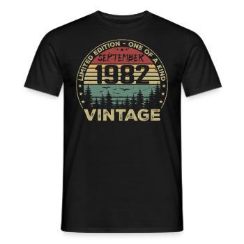September 1982 Vintage Birthday Gift 1982 - Men's T-Shirt - black - Front - AI Model Male 178 light (178cm)