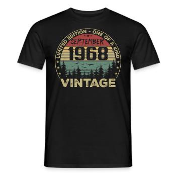 Septembre 1968 Vintage Cadeau D'anniversaire 1968 - T-shirt homme - noir - Devant - AI Model Male 178 light (178cm)