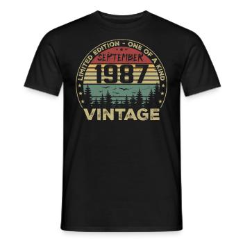 September 1987 Vintage 1987 Birthday Gift - Men's T-Shirt - black - Front - AI Model Male 178 light (178cm)
