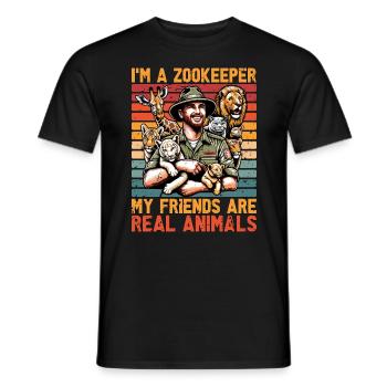 Zoologist I'm A Zookeeper My Friends Ornithologist - Men's T-Shirt - black - Front - AI Model Male 178 light (178cm)