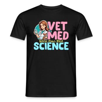 Vet Med Where Paws Meet Science Veterinary Clinic - Men's T-Shirt - black - Front - AI Model Male 178 light (178cm)
