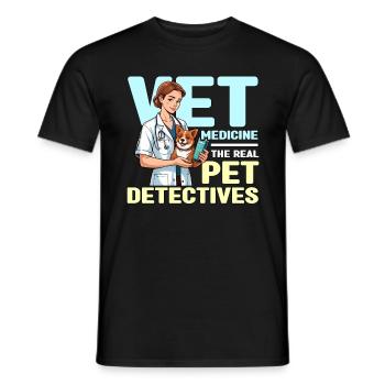 Vet Medicine The Real Pet Detectives Animal Lover - Men's T-Shirt - black - Front - AI Model Male 178 light (178cm)