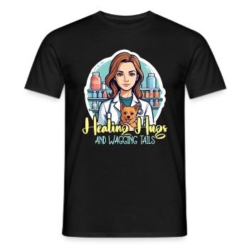 Veterinary Medicine Healing Hugs And Vet Clinic - Men's T-Shirt - black - Front - AI Model Male 178 light (178cm)