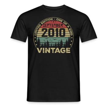 September 2010 Vintage 2010 Birthday Gift - Men's T-Shirt - black - Front - AI Model Male 178 light (178cm)