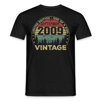 September 2009 Vintage Birthday Gift 2009 - Men's T-Shirt - black - Front - AI Model Male 178 light (178cm)