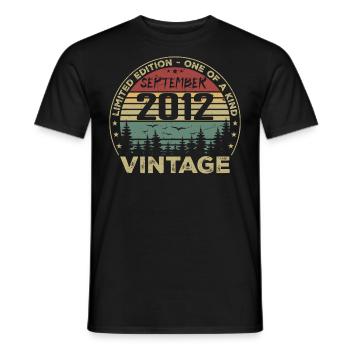 September 2012 Vintage Birthday Gift 2012 - Men's T-Shirt - black - Front - AI Model Male 178 light (178cm)
