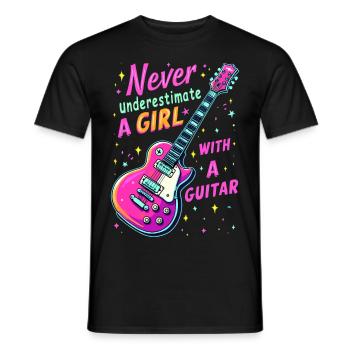 Mädchen mit Gitarre - Männer T-Shirt - Schwarz - Vorne - AI Model Male 178 light (178cm)