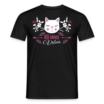 6th grade | Grade Vibes Back to School Cute Cat - T-shirt homme - noir - Devant - AI Model Male 178 light (178cm)