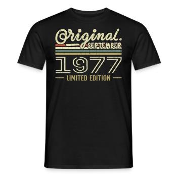 Septembre 1977 Cadeau Anniversaire September 1977 - T-shirt homme - noir - Devant - AI Model Male 178 light (178cm)