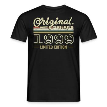 Septembre 1999 Cadeau Anniversaire September 1999 - T-shirt homme - noir - Devant - AI Model Male 178 light (178cm)