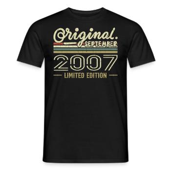 September 2007 Birthday Gift September 2007 - Men's T-Shirt - black - Front - AI Model Male 178 light (178cm)