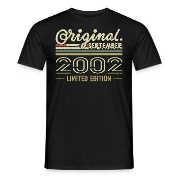 Septembre 2002 Cadeau Anniversaire September 2002 - T-shirt homme - noir - Devant - AI Model Male 178 light (178cm)