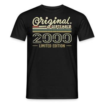 September 2000 Birthday Gift September 2000 - Men's T-Shirt - black - Front - AI Model Male 178 light (178cm)