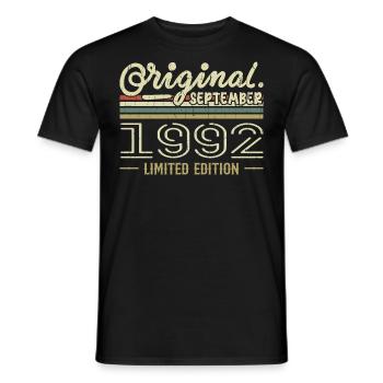 September 1992 Geburtstagsgeschenk September 1992 - Männer T-Shirt - Schwarz - Vorne - AI Model Male 178 light (178cm)