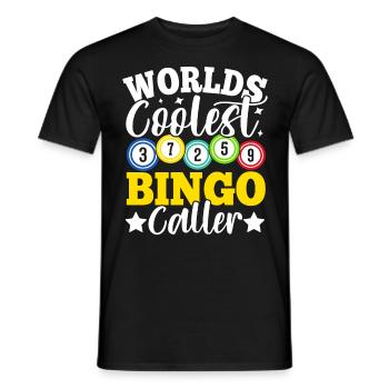 World's Coolest Bingo Caller Funny Lottery - Men's T-Shirt - black - Front - AI Model Male 178 light (178cm)