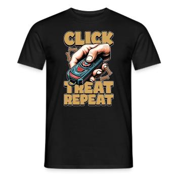 Dog Trainer Click Treat Repeat Animal Behaviorist - Men's T-Shirt - black - Front - AI Model Male 178 light (178cm)