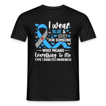 Diabetes Awareness Juvenile Blue And Gray Ribbon - Men's T-Shirt - black - Front - AI Model Male 178 light (178cm)