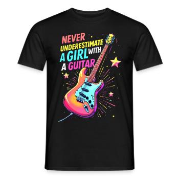 Mädchen mit Gitarre - Männer T-Shirt - Schwarz - Vorne - AI Model Male 178 light (178cm)