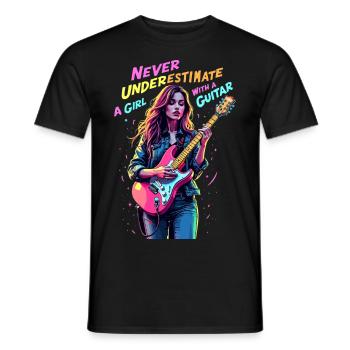 Mädchen mit Gitarre - Männer T-Shirt - Schwarz - Vorne - AI Model Male 178 light (178cm)