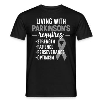 Vivre avec la maladie de Parkinson Gris Ruban d’argent Avril - T-shirt homme - noir - Devant - AI Model Male 178 light (178cm)