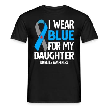 I Wear Blue for My Daughter Blue Ribbon Diabetes - Men's T-Shirt - black - Front - AI Model Male 178 light (178cm)