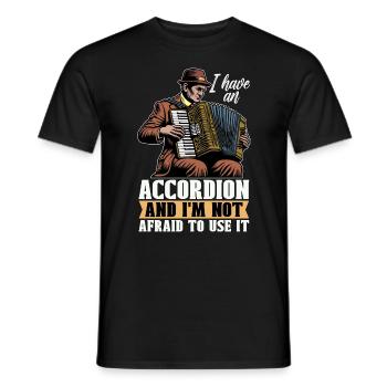 Accordéon J’ai un accordéon et un instrument à vent - T-shirt homme - noir - Devant - AI Model Male 178 light (178cm)