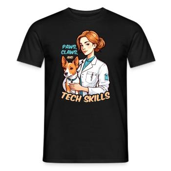 Technicien vétérinaire Paws Claws et vétérinaire - T-shirt homme - noir - Devant - AI Model Male 178 light (178cm)
