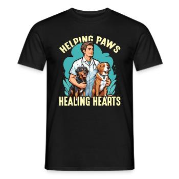 Veterinary Technician Helping Paws Animal Lover - Men's T-Shirt - black - Front - AI Model Male 178 light (178cm)
