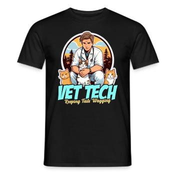 Vet Tech Keeping Tails Wagging Veterinary Medicine - Men's T-Shirt - black - Front - AI Model Male 178 light (178cm)