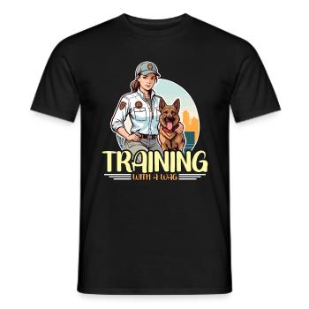 Dog Trainer Training With A Wag Loves Dog Sport - Men's T-Shirt - black - Front - AI Model Male 178 light (178cm)