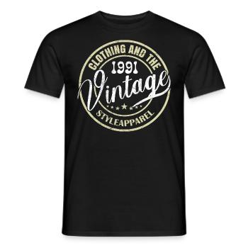 Vintage 1991 Cadeau Anniversaire 1991 Rétro 1991 - T-shirt homme - noir - Devant - AI Model Male 178 light (178cm)