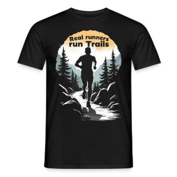 Real Runners Run Trails - Trail Running - T-shirt homme - noir - Devant - AI Model Male 178 light (178cm)