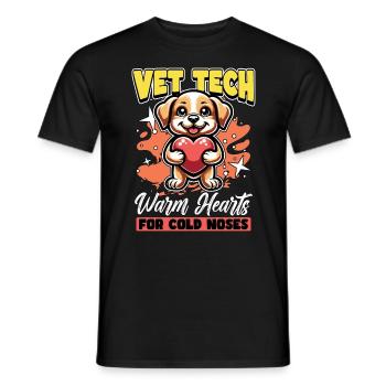 Vet Tech Warm Hearts For Cold Nose Veterinarian - Men's T-Shirt - black - Front - AI Model Male 178 light (178cm)