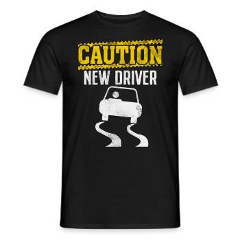 Caution New Driver Funny Driving License Test - Men's T-Shirt - black - Front - AI Model Male 178 light (178cm)