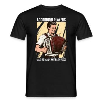 Accordéonistes fabriquant un instrument à vent magique - T-shirt homme - noir - Devant - AI Model Male 178 light (178cm)