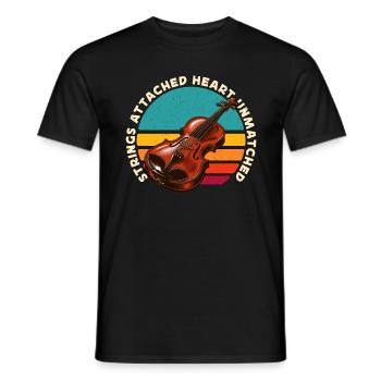 Fiddle Strings Attached Heart Musical Instrument - Men's T-Shirt - black - Front - AI Model Male 178 light (178cm)