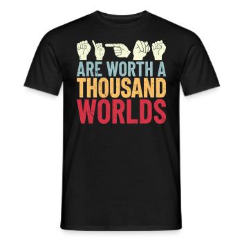 Lustig Gehörlose ASL Gebärdensprache Schwerhörige ASL - Männer T-Shirt - Schwarz - Vorne - AI Model Male 178 light (178cm)