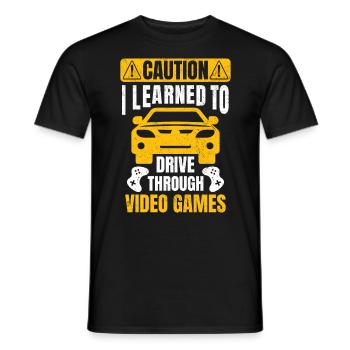 Funny Video Game Driver License Permit Driving - Men's T-Shirt - black - Front - AI Model Male 178 light (178cm)