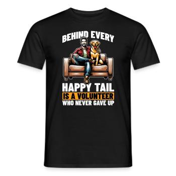 Animal Shelter Behind Every Happy Tail Dog Owner - Männer T-Shirt - Schwarz - Vorne - AI Model Male 178 light (178cm)