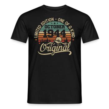 October 1944 - Legends Are Born In October 1944 - Men's T-Shirt - black - Front - AI Model Male 178 light (178cm)