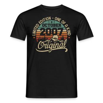 October 2007 - Legends Were Born In October 2007 - Men's T-Shirt - black - Front - AI Model Male 178 light (178cm)