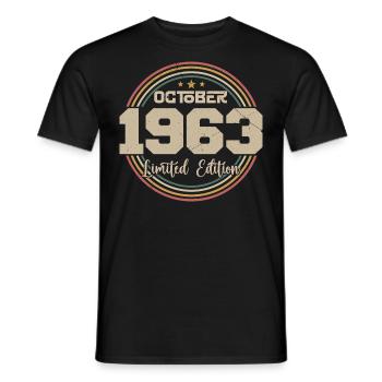 Born in October 1963 Retro Birthday October 1963 - Men's T-Shirt - black - Front - AI Model Male 178 light (178cm)